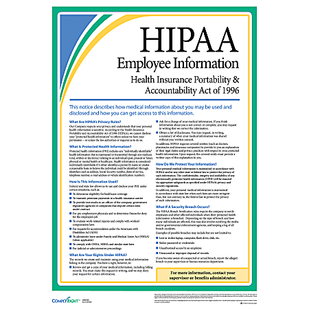 ComplyRight™ HIPAA Employee Poster, 8-1/2 x 11"