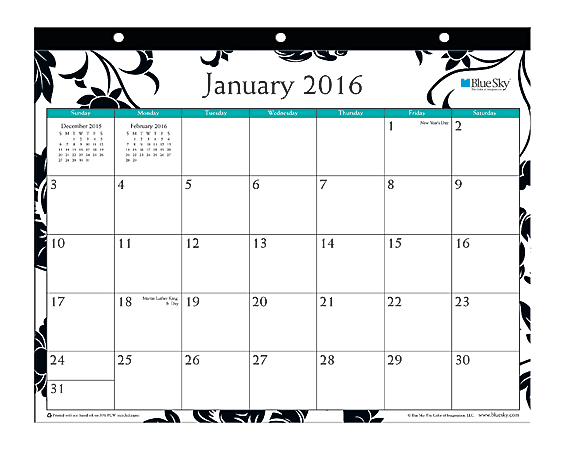Blue Sky® 50% Recycled Desk Pad Calendar, 11" x 8 1/2", Barcelona, January-December 2016