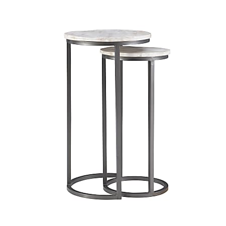 Powell Wolstan Nesting Tables, 31"H x 16-1/2"W x 16-1/2"D, Gray/White, Set Of 2 Tables
