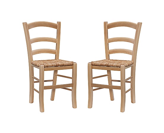 Linon Ruby Side Chairs with Rush Seat, Natural, Set Of 2 Chairs