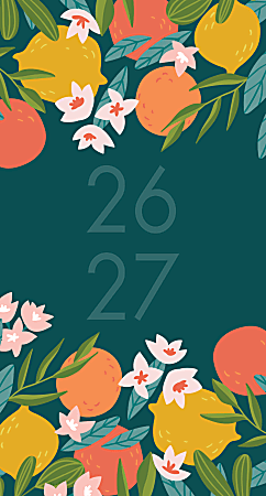 2026-2027 Willow Creek Press 2-Year Monthly Checkbook/Calendar, 3-1/2" x 6-1/2", Floral Punch, January 2026 To December 2027, 56554