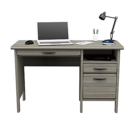 Inval 2 Drawer 1 Shelf 47 W Computer Desk With Keyboard Tray Smoke Oak