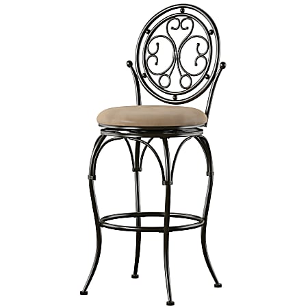 Powell® Home Fashions Big & Tall Scroll Circle Back Bar Stool, Tan/Bronze