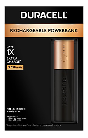 Duracell® Mobile Rechargeable Powerbank, 1 Day, 3350 mAh, Pack of 1