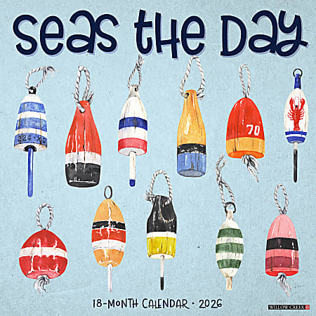 2026 Willow Creek Press Humor & Comics Monthly Wall Calendar, 12" x 12", Seas the Day, January To December, 56004