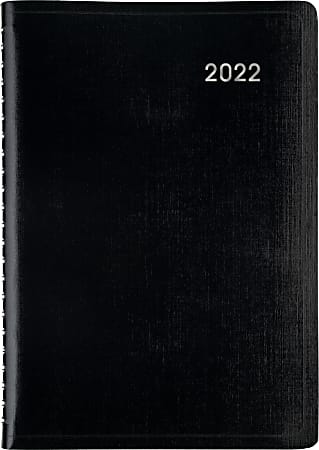 Office Depot® Brand Daily Planner, 5" x 8", Black, January To December 2022, OD000100