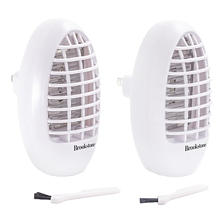 Brookstone® Mini Plug-In Bug Zappers, 105.6 Oz, White, Pack Of 2 Bug Zappers