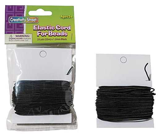 Creativity Street Elastic Cords, 25 Yd, Black, 25 Cords Per Pack, Set Of 3 Packs