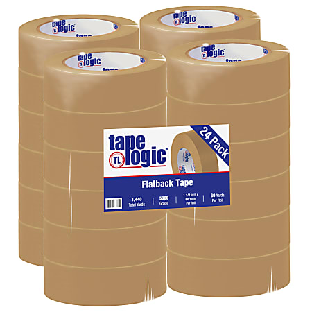 Tape Logic® Flatback Tape, 3" Core, 1.5" x 60 Yd., Kraft, Case Of 24