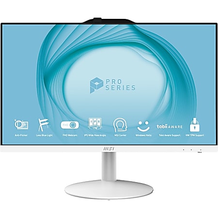 MSI PRO AP242 All-In-One Desktop PC, 23.8" Screen, Intel® Core™ i5, 8GB Memory, 500GB Solid State Drive, White, Windows® 11 Home, Wi-Fi 6