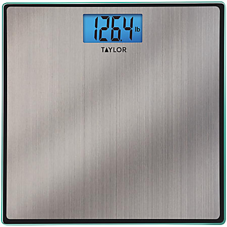 Taylor Precision Easy-To-Read 400 lb Capacity 74074102 Bathroom Scale, 11-13/16”H x 11-13/16”W x 2"D, Silver