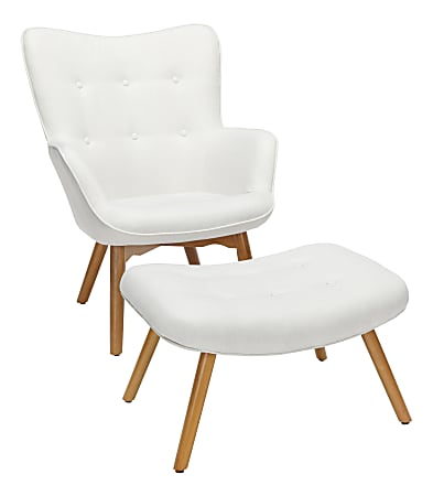OFM 161 Collection Mid-Century Modern Tufted Lounge Chair With Ottoman, Beige