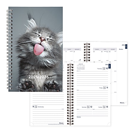 2025-2026 Blueline® Academic Weekly/Monthly Planner, 8" x 5", 100% Recycled, Cat, July 2025 To July 2026, CA114PA.01
