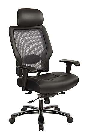 Office Star™ Space Seating 63 Series Bonded Leather Executive Big And Tall High-Back Chair With Headrest, Black