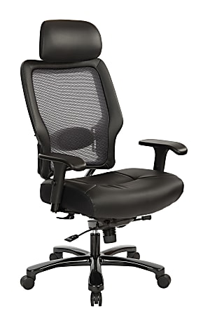 Office Star Executive High Back Office Chair in Black Bonded Leather