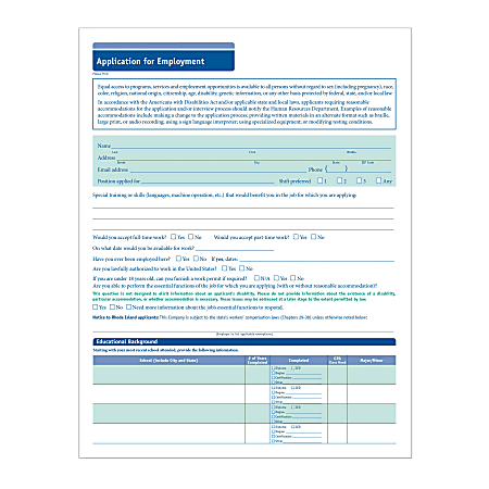 ComplyRight™ Short Job Applications, Pack Of 50