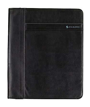 AT-A-Glance Business Jacket Desk Planner Cover BLACK 8 Inch Book Organizer  Note Pad Holder Zip Closure 