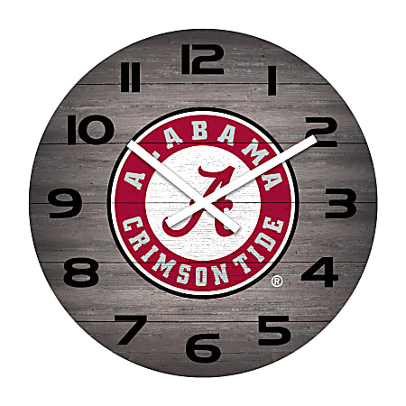 Imperial NCAA Weathered Wall Clock, 16”, University Of Alabama