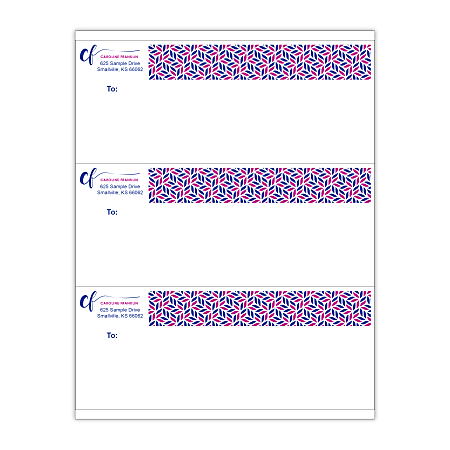 Custom 2-Color Laser Sheet Labels And Stickers, 3-1/2" x 8-1/2" Rectangle, 3 Labels Per Sheet, Box Of 100 Sheets