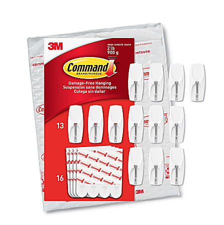 Command® Medium Wire Hooks, 13 Hooks, 16 White Adhesive Strips, Damage Free Hanging Picture Hangers, No Tools Wall Hanging Strips For Living Spaces