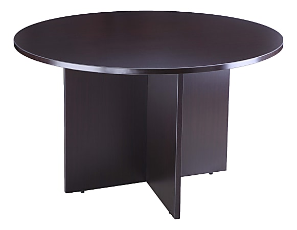 Boss Office Products 42"W Round Wood Conference Table, Mocha