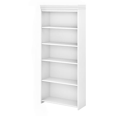 Bush Business Furniture Fairview 69"H 5-Shelf Bookcase, Shiplap Gray/Pure White, Standard Delivery