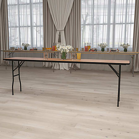 Flash Furniture Rectangular Wood Folding Seminar Table, 30-1/4"H x 18"W x 96"D, Natural