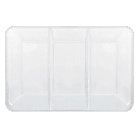 Amscan Plastic Rectangular Sectional Trays, 9" x 14-1/4", White, Pack Of 5 Trays