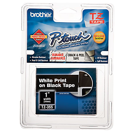 Brother TZ355 Laminated Tape Cartridge - 1" Width x 26 1/5" Length - Direct Thermal - Black - 1 Roll