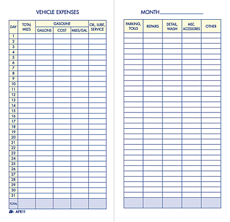 Adams® Vehicle Expense Book