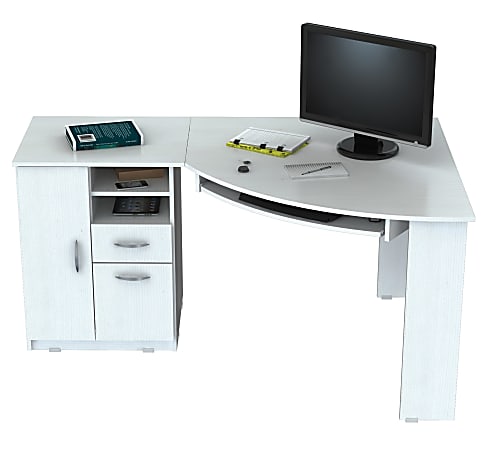 Inval Corner Computer Desk, Washed Oak