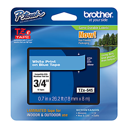 Brother® TZ-545 White-On-Blue Tape, 0.75" x 26.2'