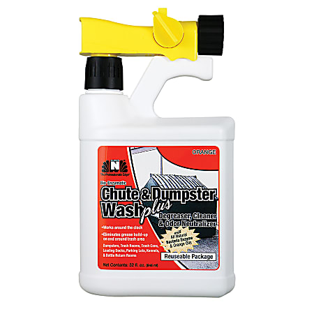 Hospeco Chute & Dumpster Wash Plus, 32 Oz, Pack Of 6 Bottles