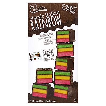 Cakebites Classic Italian Rainbow Bites, 2 Oz. Pack Of 8 Pouches