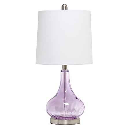 Lalia Home Classix Rippled Colored Glass Table Lamp, 23-1/4"H, White Shade/Purple Base