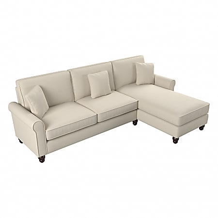 Bush® Furniture Hudson 102"W Sectional Couch With Reversible Chaise Lounge, Cream Herringbone, Standard Delivery