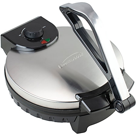 Brentwood&reg; 1,200-Watt Nonstick Electric Tortilla Maker, 12-In., Stainless Steel &amp; Black