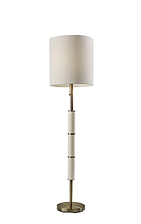 Adesso® Vanessa Floor Lamp, 63"H, Off-White Shade/Antique Brass Base