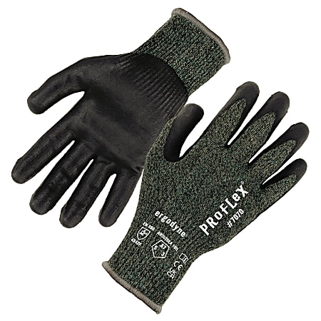 Ergodyne Proflex 7070 Nitrile-Coated Cut-Resistant Gloves, Green, Medium