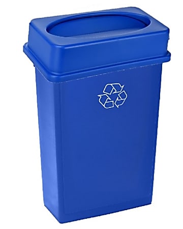 Alpine Industries Trash Can Recycle Bin With Drop Slot Lid, 23 Gallons, Blue