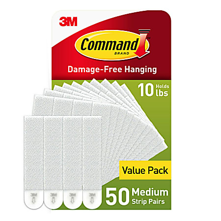 Command Picture Hanging Strips Bulk Pack Damage Free White 50 Pairs 100 Command Office Depot