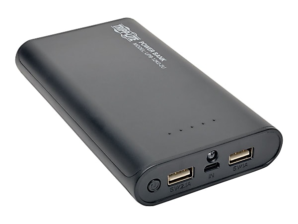 Tripp Lite Portable 2-Port USB Battery Charger Mobile Power Bank 12k mAh - Power bank - 12000 mAh - 3 A - 2 output connectors (USB) - on cable: Micro-USB - black
