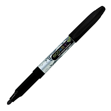 EcoWrite Pocket Dry-Erase Markers, Bullet Point, Black Ink, Pack Of 12