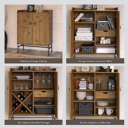 Kathy ireland home by bush furniture hot sale ironworks bar cabinet with wine storage
