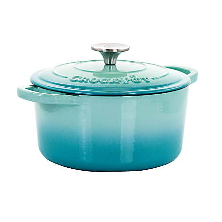 Crock-Pot Artisan 2-Piece Enameled Cast Iron Dutch Oven, 3 Quarts, Aqua Blue