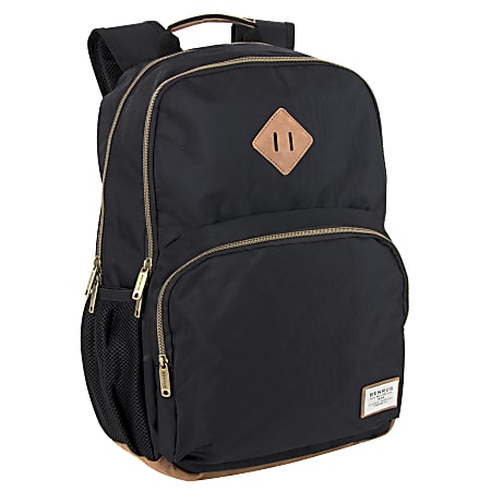 Benrus Double-Compartment Backpack With 17" Laptop Pocket, Black/Brown