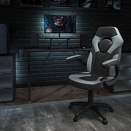 Flash Furniture Gaming Desk And Racing Chair Set With Cup Holder Headphone Hook and Monitor Smartphone Stand Gray
