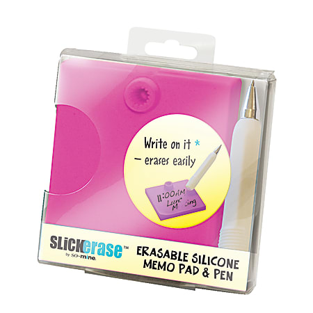 So-Mine Erasable Memo Pad With Pen, 3" x 3" Sheet Size, Assorted Colors (No Color Choice)