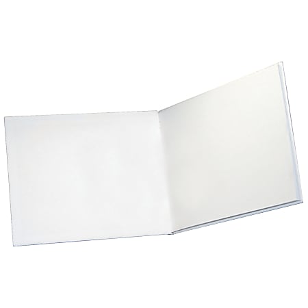 Plain white hardcover blank book, 28 pages (14 sheets) Measures 8 w x 6 h  - H-BK400, Flipside