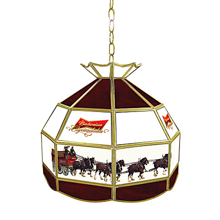 Trademark Global 1-Light Hanging Ceiling Lamp, 16"H, Black Budweiser Clydesdale Shade
